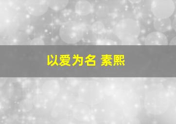 以爱为名 素熙